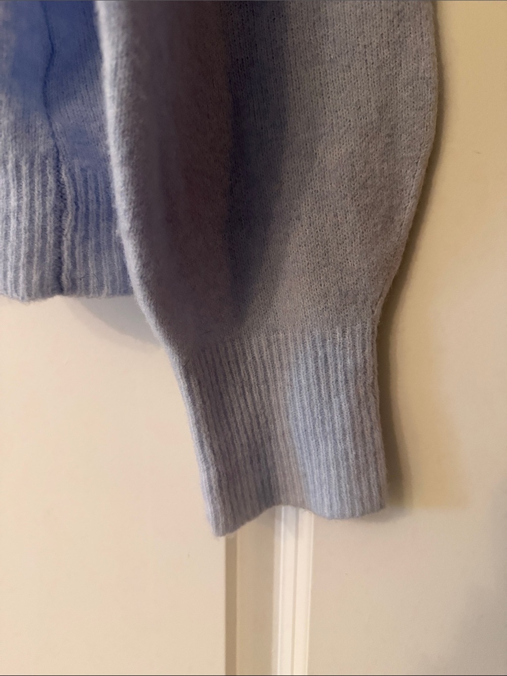 Express V-Neck Light Blue Sweater with Rhinestone Bow Accent - Picture 4 of 7